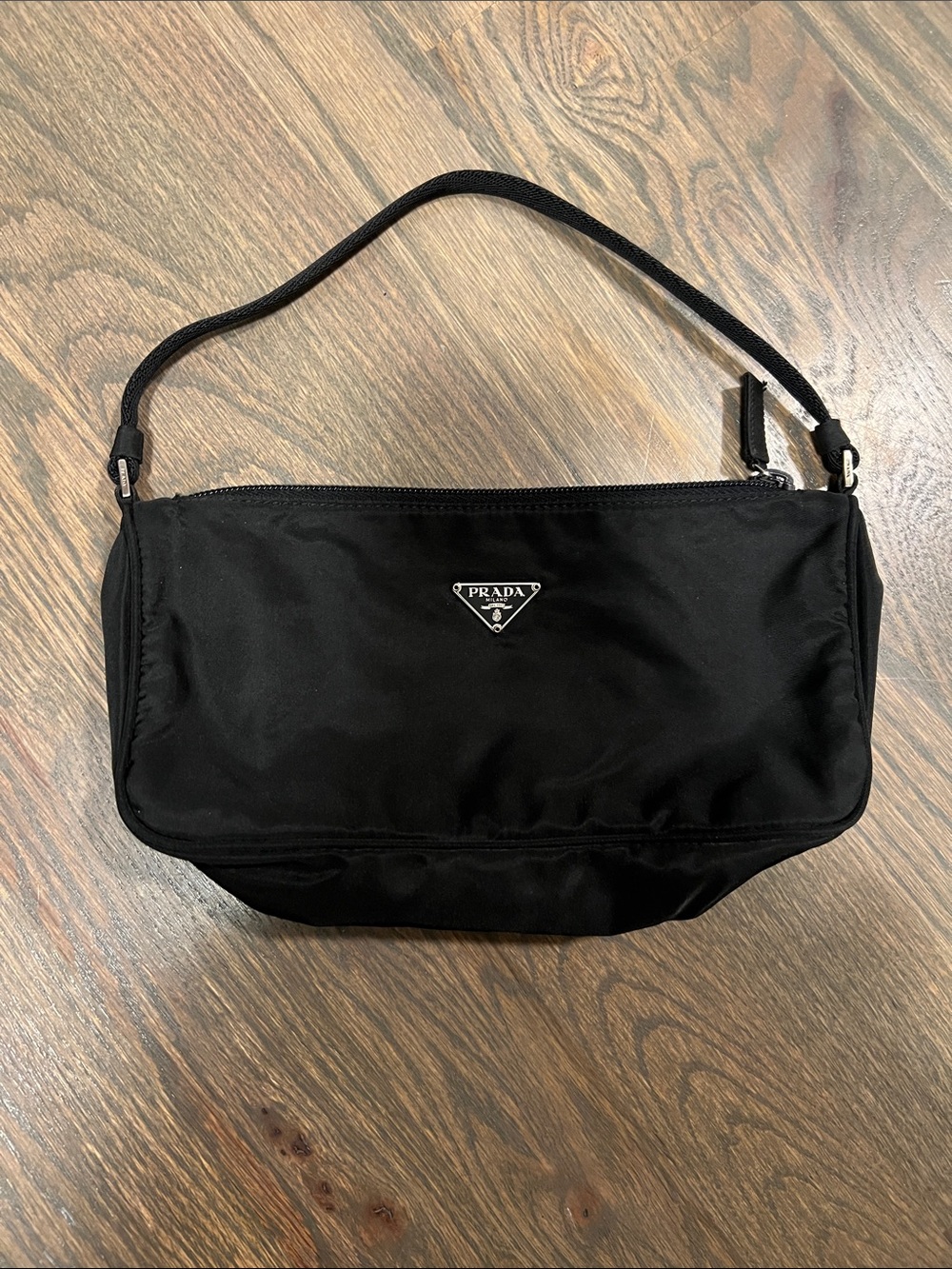 Prada Black Nylon Baguette Shoulder Bag